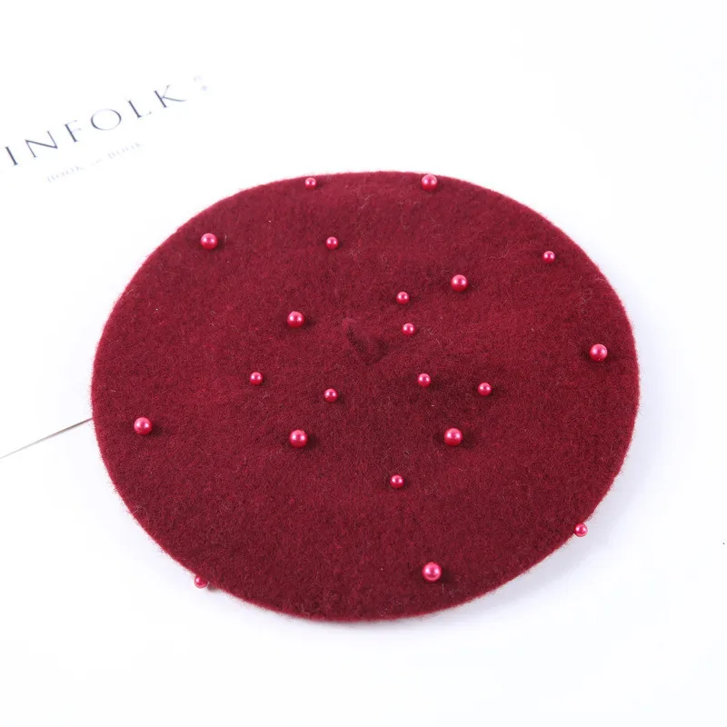

Children's knitted pearl hat Toddler Baby Girls Pearly Headgear Warm Beret Kids Hat cap for girls modis #3O11