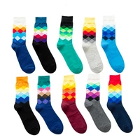 1 pair colorful combed cotton socks shark skull pattern long tube happy men socks novelty skateboard crew casual crazy socks