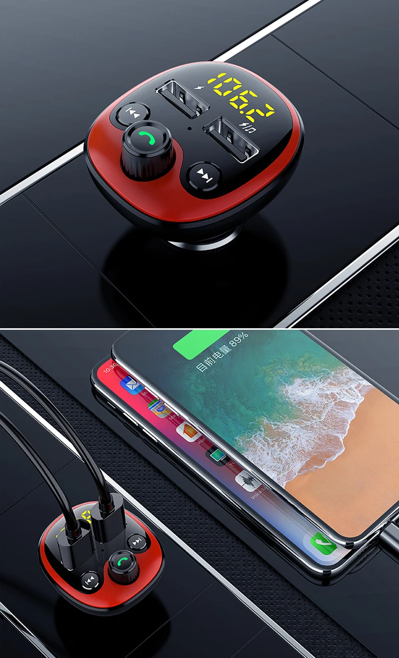 JINSERTA, fm-передатчик, Aux модулятор, Bluetooth 5,0, громкая связь, автомобильный аудио MP3 плеер, двойной USB, автомобильное зарядное устройство, поддержка TF, U диск