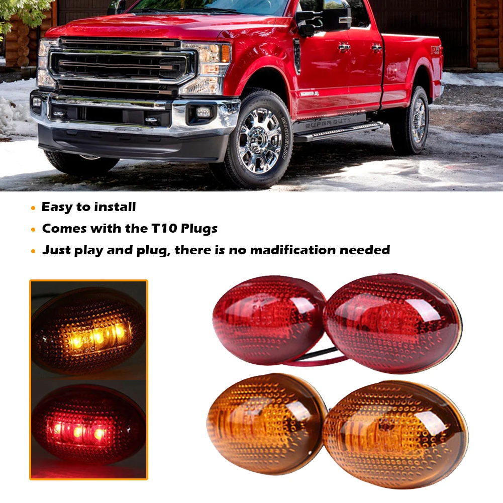 

Wholesale 4pcs Truck Trailer Light 12-24V Side Marker 3LED Amber Red Turn Signal Warning Lamp IP68 for Truck Bus Pickup Lights