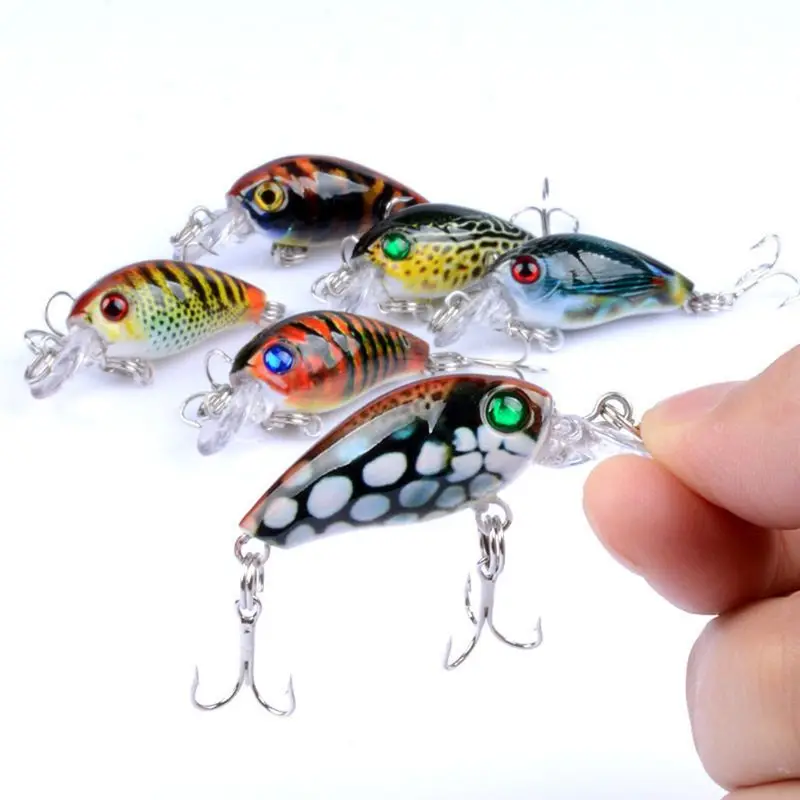 

6pcs/set Mini Crank Fishing Lures Wobblers Crankbaits Painting for Carp Fishing