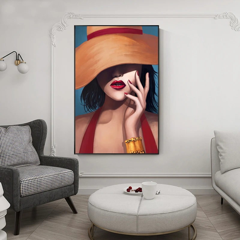 

Realist Portrait Abstract Canvas Poster Girl Model Fashion Contemporary Art Wall Painting Modern Living Room Decoration Picture
