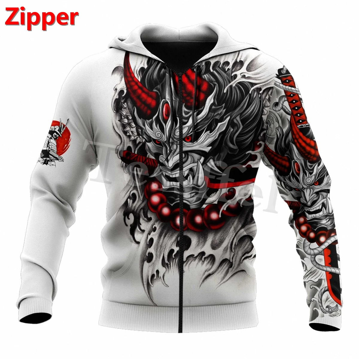 Tessffel Japan Samurai Tattoo 3D Printed New Men's Sweatshirt Harajuku Zipper Hoodie Casual Unisex Jacket Pullover Style-25