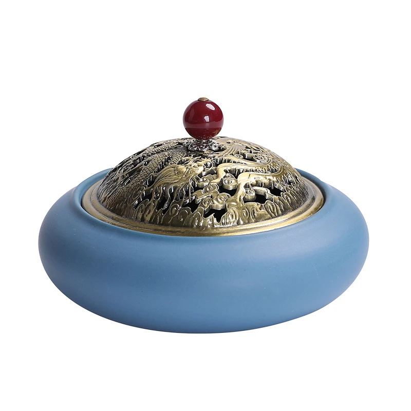 

Modern Ceramic Incense Burner Blue Chinese Small Creative Incense Burner Box Cute Retro Incensario Spiritual Decoration EI50XL