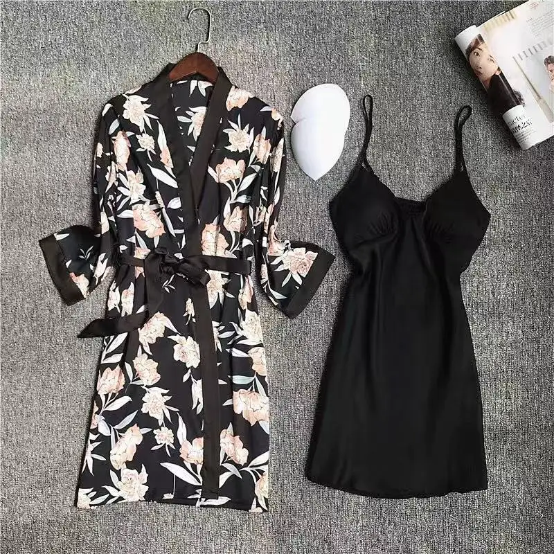 Женский пижамный комплект на осень и зиму сексуальная шелковая атласная пижама