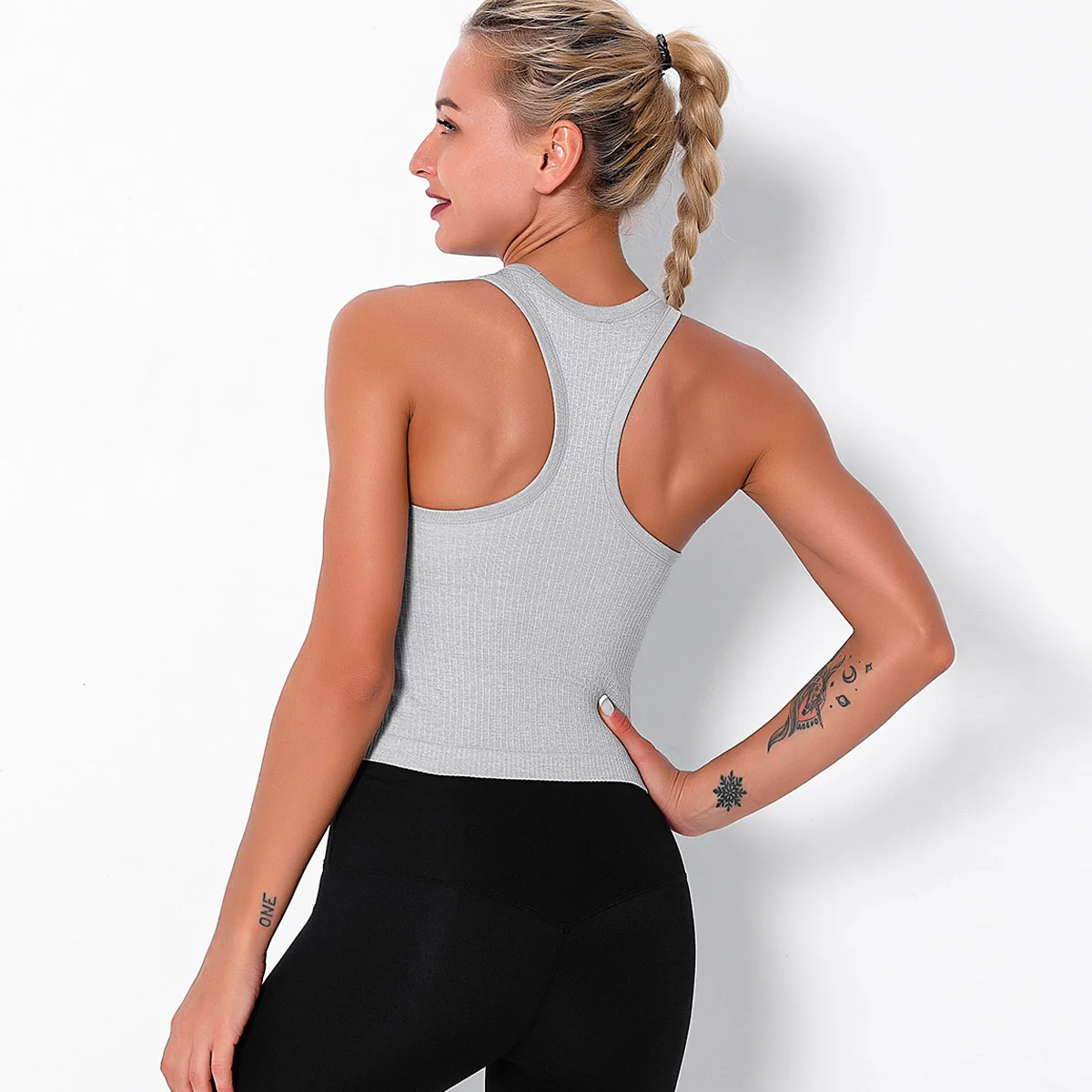 

Women's yoga vest stretch tight-fitting long beautiful back fitness yoga wear