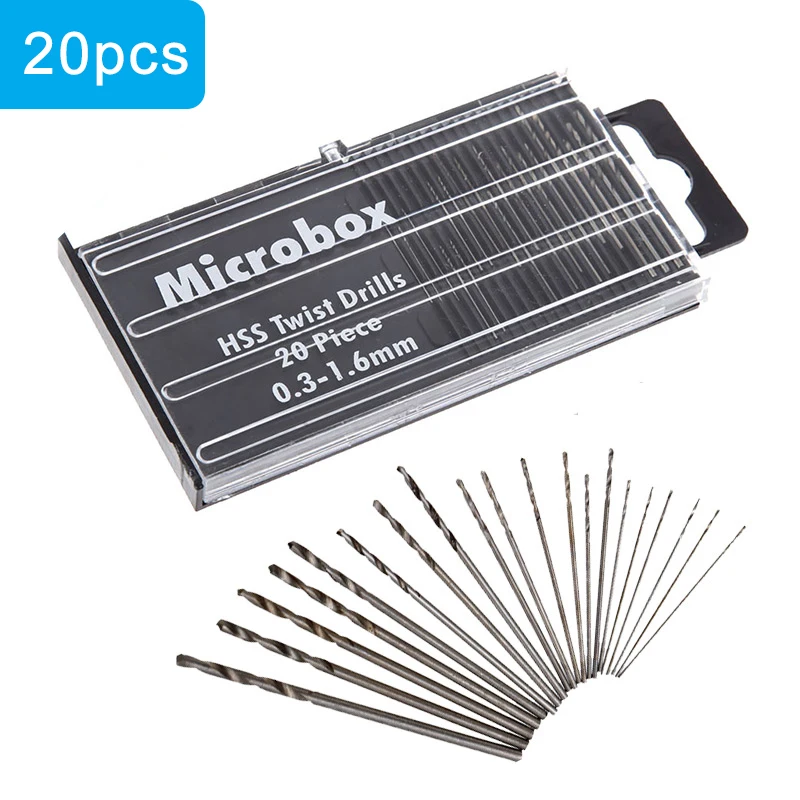 

20pcs 0.3mm-1.6mm Mini High Speed Steel Twist Drill Bit Set Micro HSS drill bit set wih Case For Metalworking Model Craft Repair