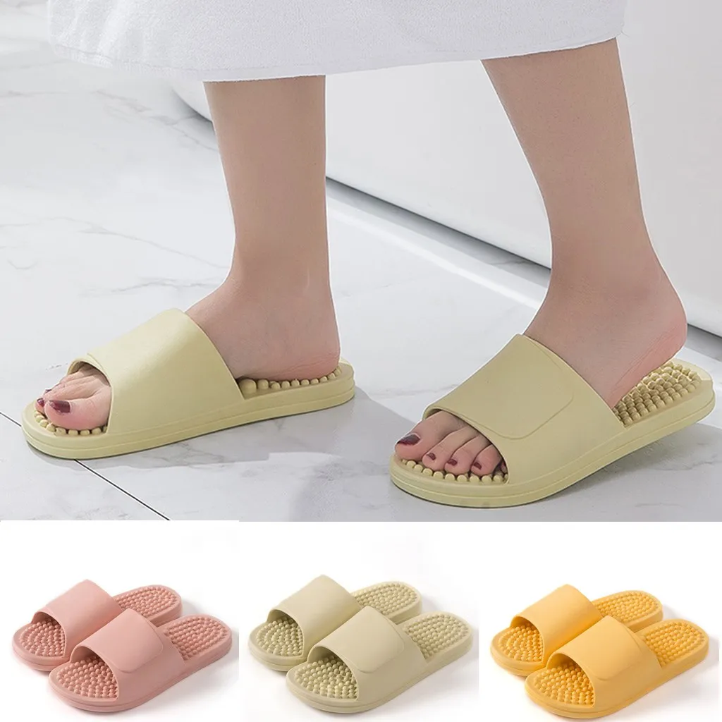 

Summer Unisex Indoor Outdoor Casual Slippers Non-Slip Couple Massage Bathroom Slippers Bathroom Footwear Summer Beachwear