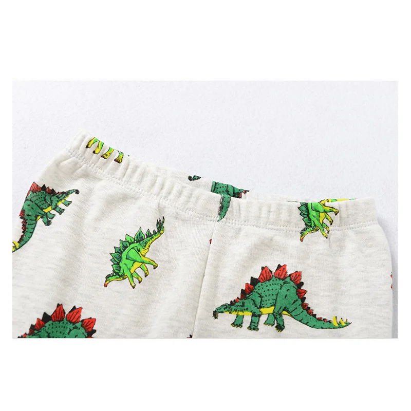 Детская Пижама с динозавром длинным рукавом из 100% хлопка пижама для мальчиков и