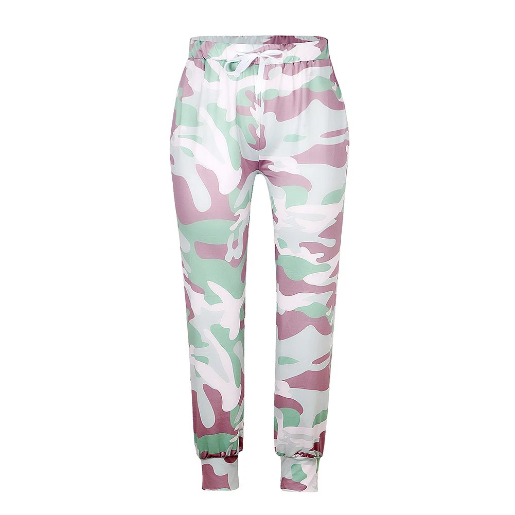 

Womens Pleated Pants 2020 Cropped Trousers Lace-up Waist Camouflage Printed Casual Clothes Summer Pants