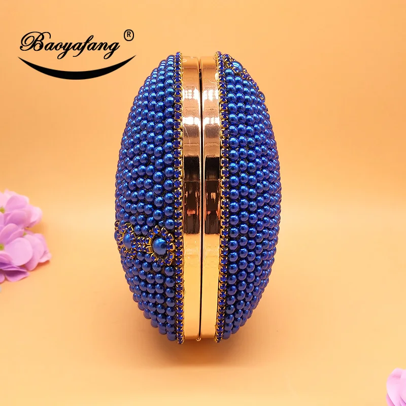 

BaoYaFang 2020 new Arrive wedding shoes with matching bags High Wedges dress Heart purse royal blue pearl party shoes and bags