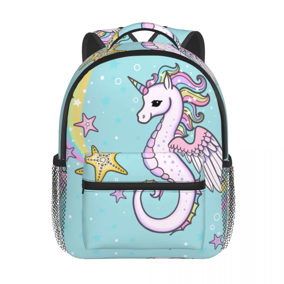Cute Cartoon Rainbow Seahorse Unicorn With Starfish Baby Backpack Kindergarten Schoolbag Kids Children School Bag