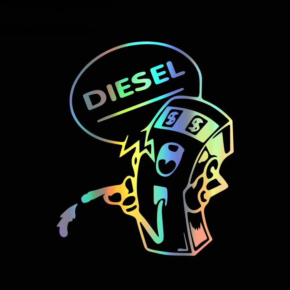

12*10cm Funny Car Stickers Diesel Oil Tanker Decal Fuel Oiling Machine Stickers For Window Door Stickers Decorations kk Vinyl