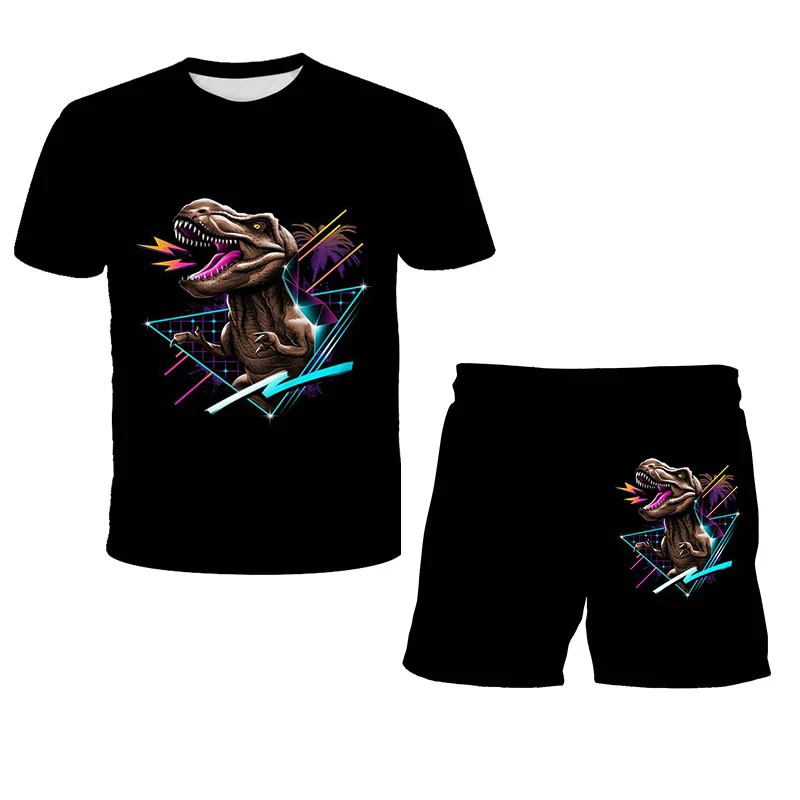 

Hot Jurassic Park Kids 3D Printed Sets Jurassic World Fashion T-shirt Fun Baby Top Tee Children Boys Girls Cool Tops+Shorts Set