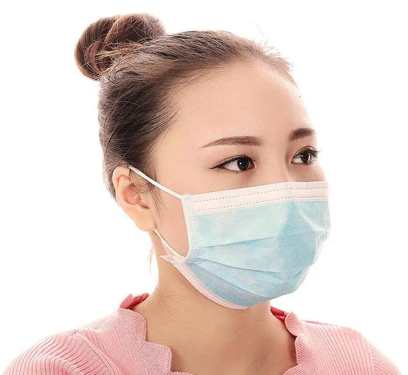 Пылезащитная и анти смога одноразовая трехслойная маска 100 единиц