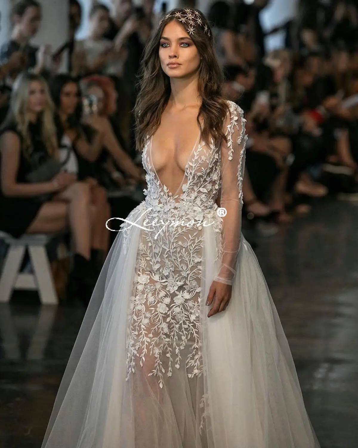 Leeymon 2020 New Sexy Mermaid Wedding Dress Appliques Sequins Fashion Elegant Bridal Gown Detachable Train Robe De Mariee | Свадьбы и