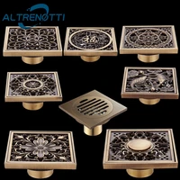 brass floor drain square antique classical bathroom accessories shower strainer water waste grate cover 1010 floor drain
