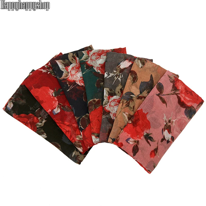 Шарф из вискозы с цветочным принтом Для женщин длинные шарфы больших Размеры