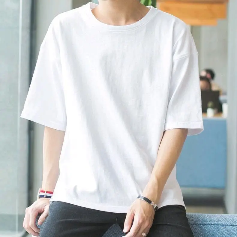 

2021 men's short sleeve loose split summer top