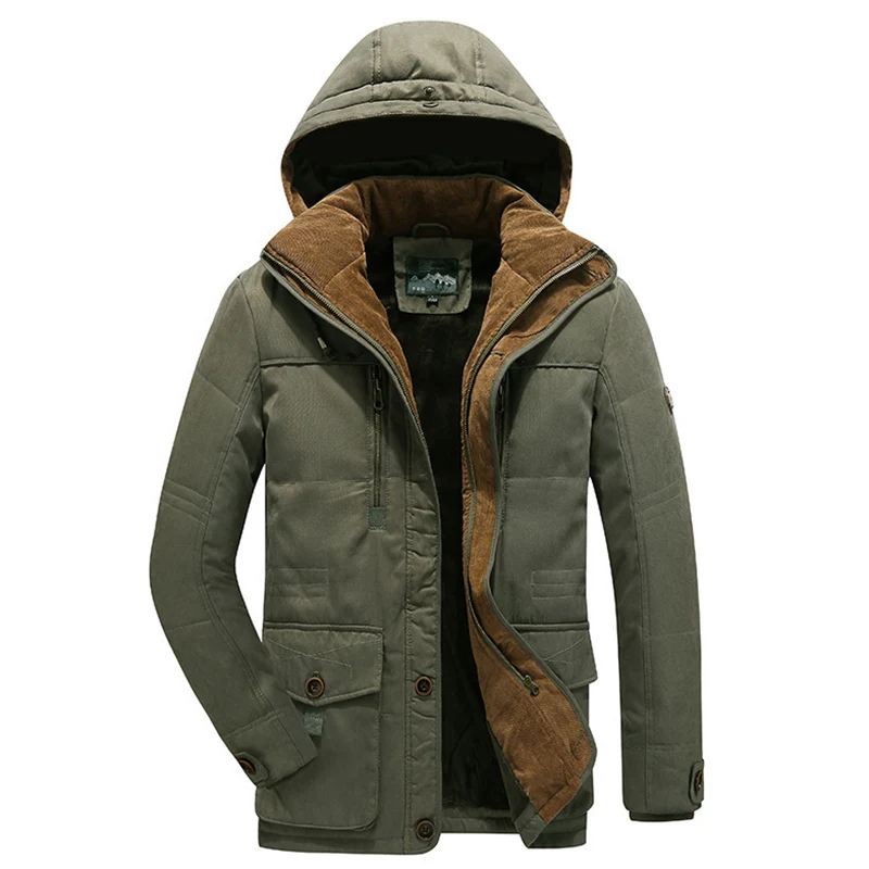 8XL Plus Size Winter Men Hooded Parkas Fur Linner Thicken Jacket Male Casual Overcoat Hat Detachable Coats Man Jaqueta Masculina