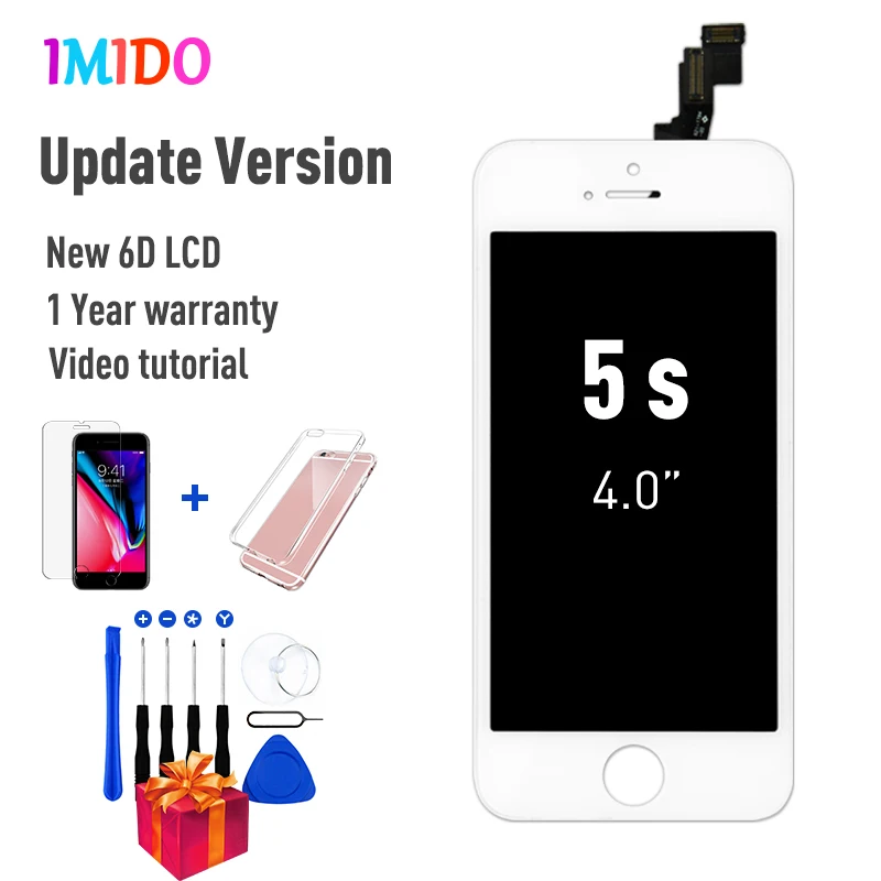 Обновленная версия ЖК-дисплей для iPhone 6 6S Plus OEM дисплей кодирующий преобразователь сенсорного экрана в сборе для iPhone 5S Замена дисплея+ подарки - Цвет: for iPhone 5S White