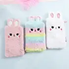 Пенал в форме кролика с двумя ушками, милый плюшевый чехол для карандашей на молнии, детский чехол для карандашей