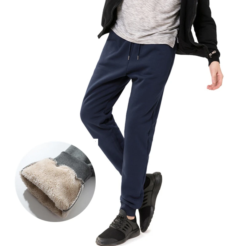 

Утепленные спортивные брюки, зимние мужские брюки с бархатной подкладкой, облегающие теплые брюки большого размера, однотонные трендовые с...