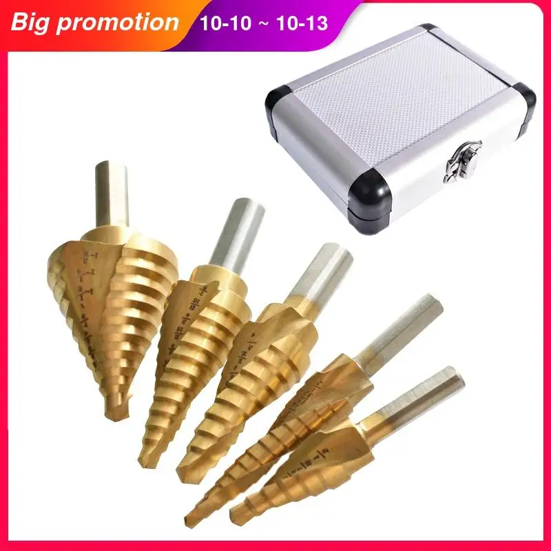

5pcs Step Drill Bit Set Hss Cobalt Multiple Hole 50 Sizes Cobalt Titanium Conical Carbide Drill Perforator Hole Cutter Tool