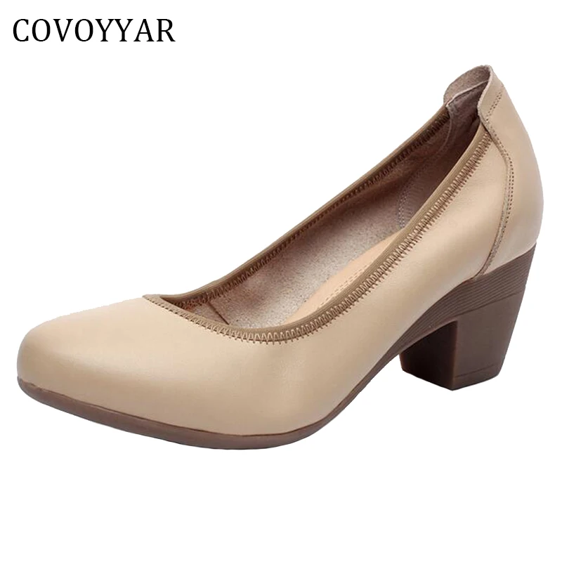 COVOYYAR 2021 из натуральной кожи OL/женские туфли лодочки женская обувь на толстом