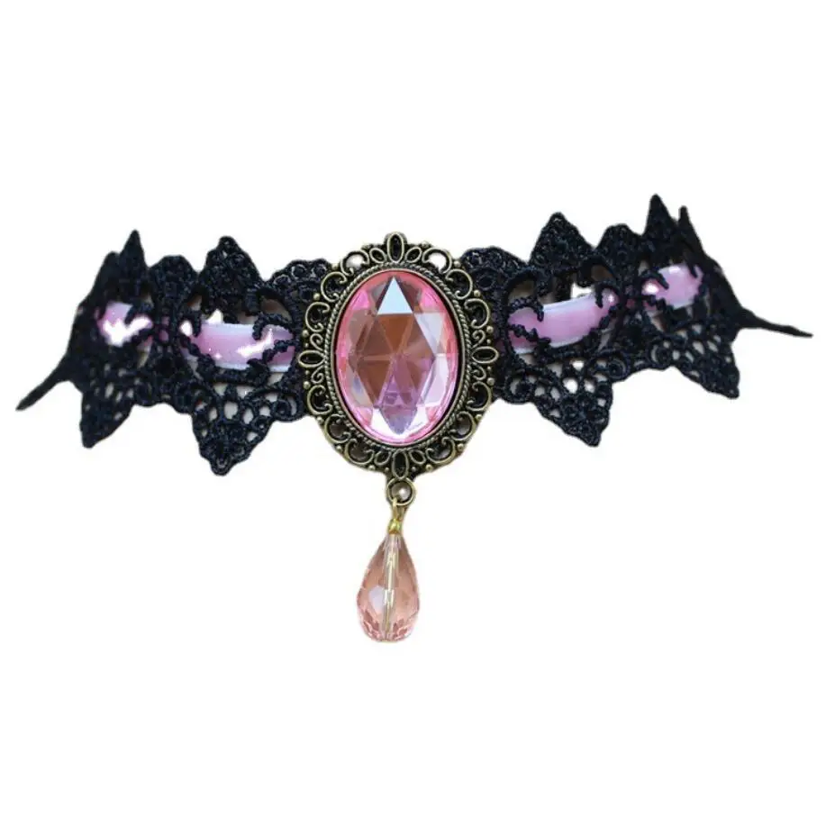 Винтажное викторианское Черное кружево с лицом кристаллами Cabs женское