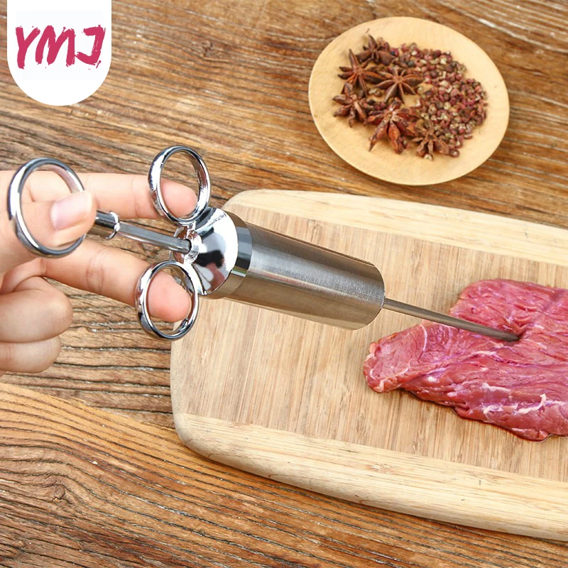 

Grill 2-oz Marinade Seasoning Injector Turkey Meat Injectors 304 Stainless Steel Cooking Syringe Injection With 2 Needles