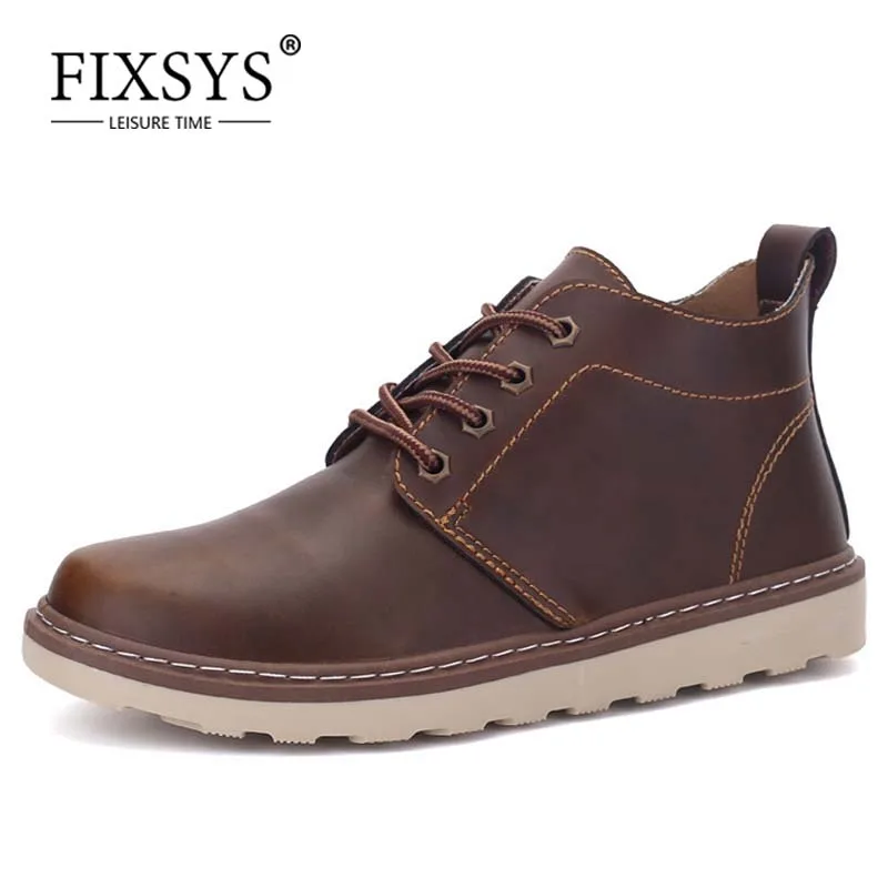 Весенние мужские кожаные ботинки FIXSYS ковбойские с круглым носком для мужчин