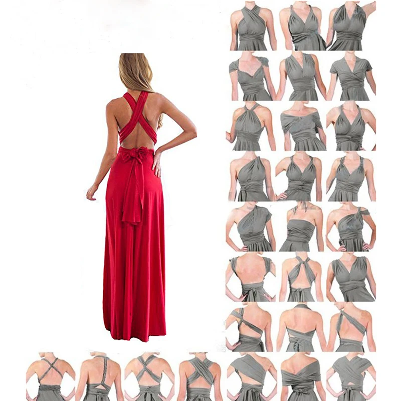 

Sexy Women Multiway Wrap Convertible Boho Maxi Club Red Dress Bandage Long Dress Party Bridesmaids Infinity Robe Longue Femme