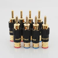8pcslot new brass banana plug with lock palic plug speaker cable speaker amplifier connector for diy rca speaker cable