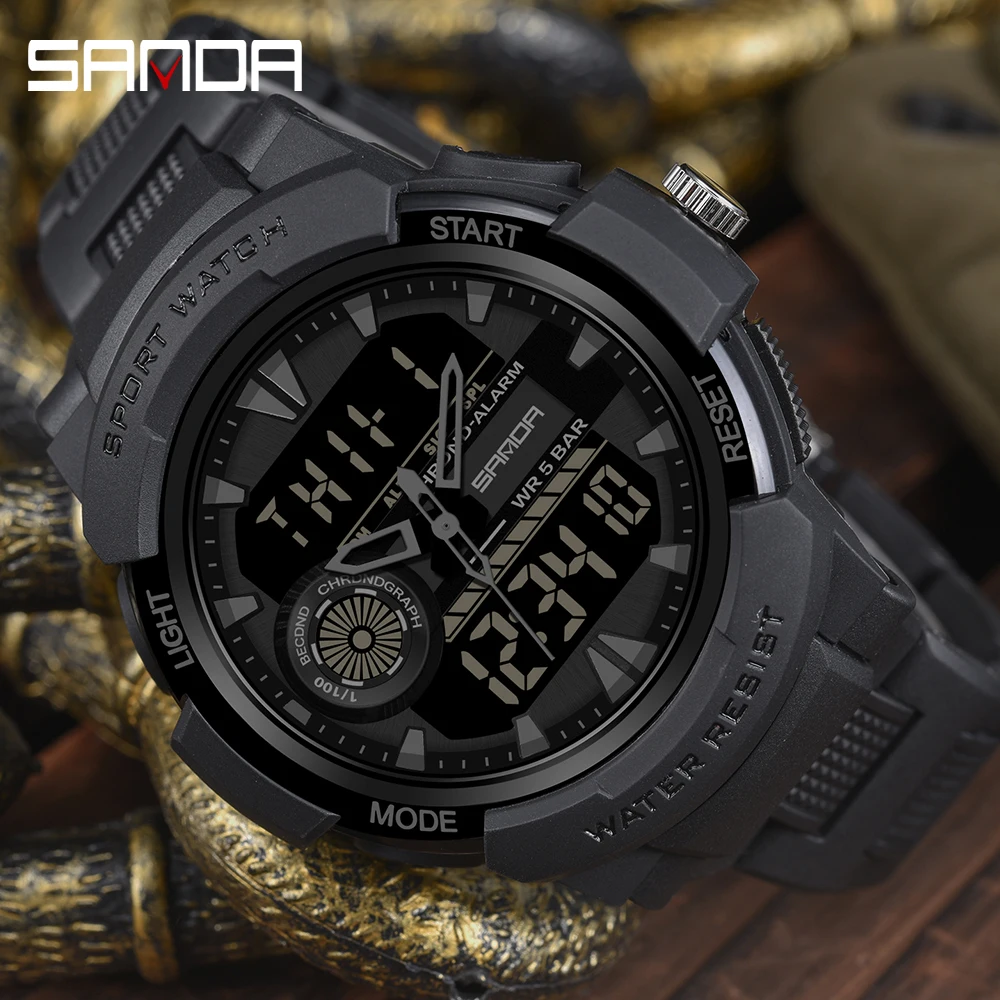 

SANDA Business Luxury Sports Quartz Watch Men Waterproof Watch Calendar Luminous LED Display G style Mens Watch Orologio da uomo