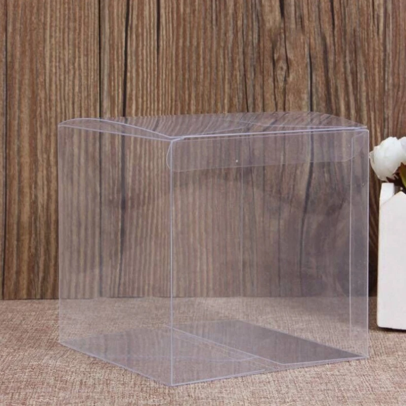 

10 Pcs Wedding Transparent Cube Favour Boxes Sweet Candy Cake Gift Bags Stable without deformation 2 Sizes