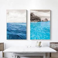 nordic blue sea landscape wall decoration canvas painting poster print bedroom living room morden mountain art picture decor