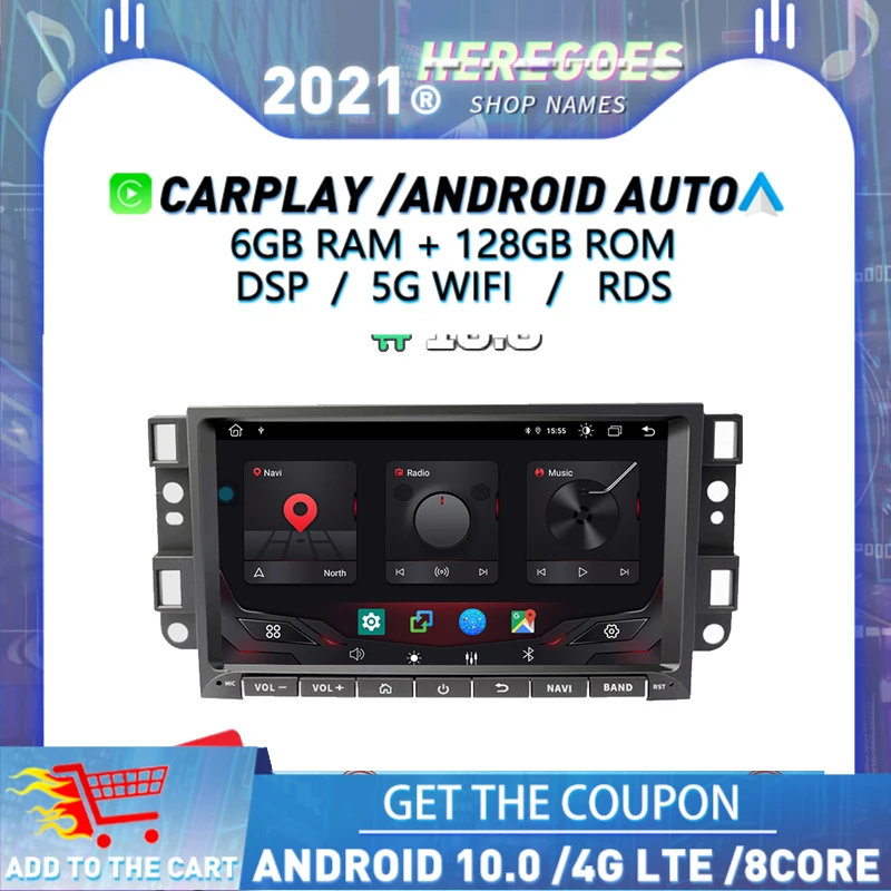 Carplay 8 &quotDSP Android 10 0 4G + 64G LTE автомобильный dvd плеер GPS Wifi Bluetooth RDS радио для Chevrolet Epica Aveo