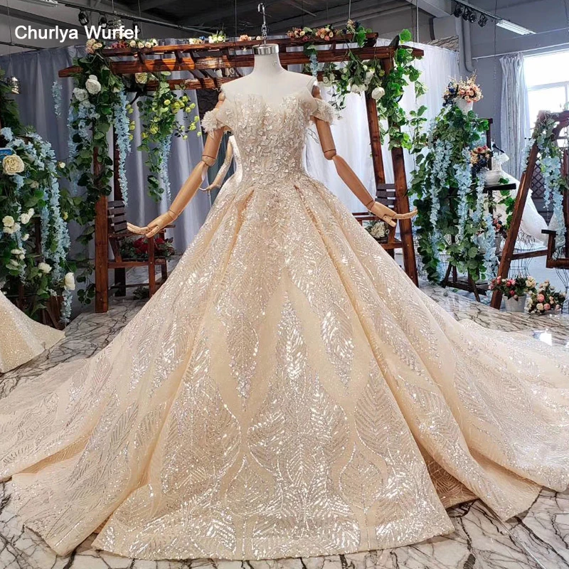 HTL690 Свадебные платья 2020 собор со шлейфом Аппликация Кружевное бальное платье