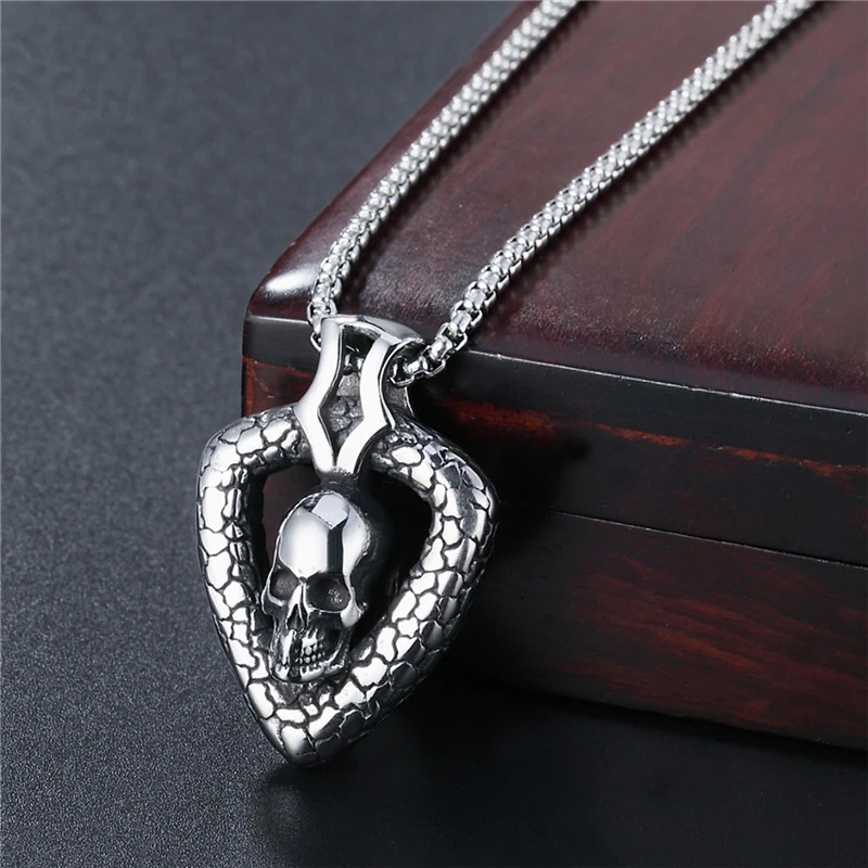 

Free Shipping High Quality Skeleton Skull Pendant Fashion Silver Color Stainless Steel Chain Necklaces For Women Christmas Gift