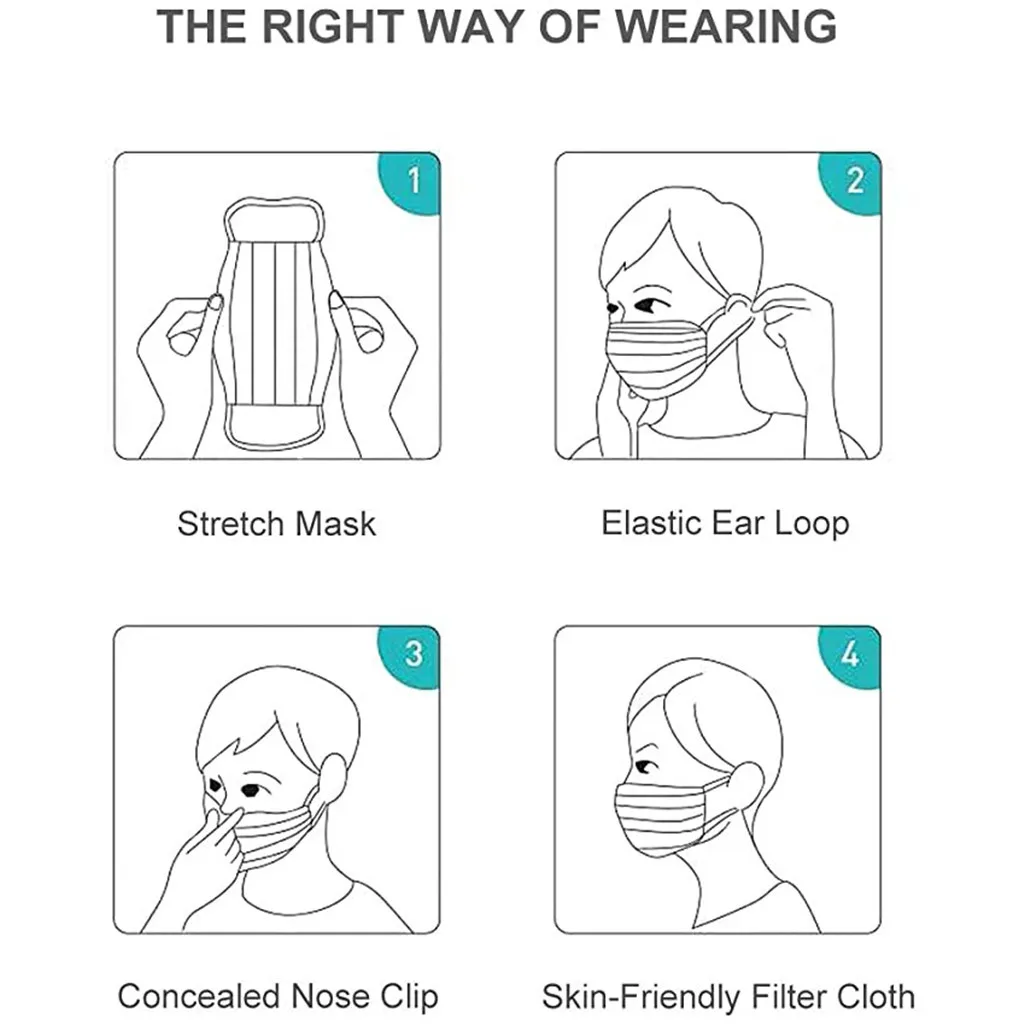 

10/20/30/50PCS Adult Disposable Mask Earloop Bule Mouth Mask 3 Layers Meltblown Non-Woven Breathable Face Mask Mascarillas