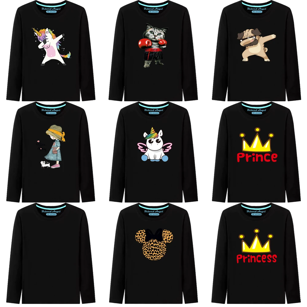 

Хлопковая футболка с мультяшным принтом в стиле Харадзюку, футболка для мальчиков и девочек, детская одежда, Детские Топы с длинным рукавом ...