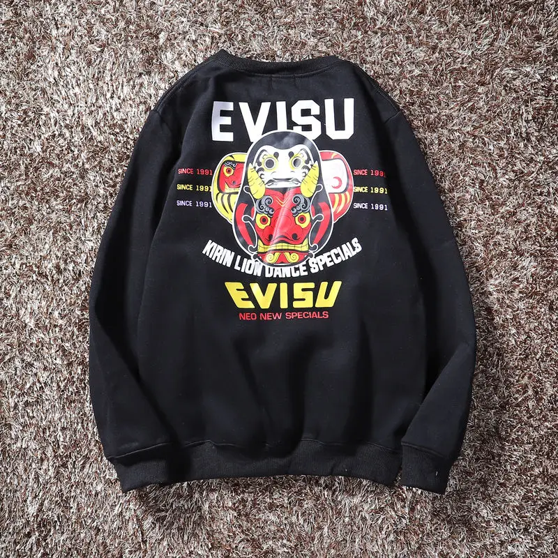 2020 Authentic New Evisu Winter Men Casual Sweater Warm Breathable Fashion Cotton Plus Velvet Long-Sleeved Women Lovers Clothes | Мужская