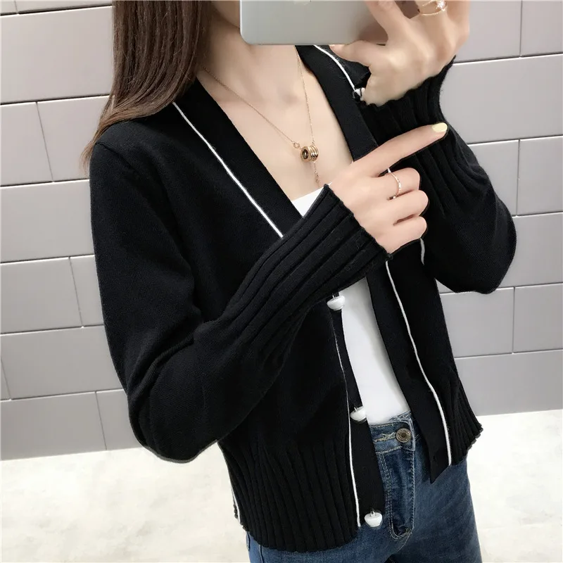 2019 New Short Fashionable Loose Knitted Coat for Autumn Women's Cardinals with Fair Spring and sweaters-0640x |