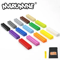 marumine 2x8 dots moc brick bulk part 50pcs 3007 compatible educational games diy classic building blocks accessories for kids