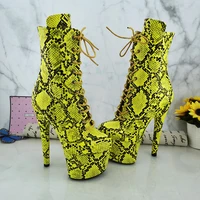 leecabe green snake 17cm7inches pole dancing shoes high heel platform boots pole dance boot