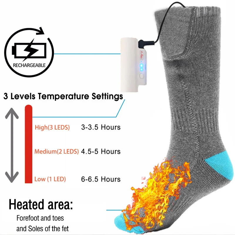 Новинка спортивные носки с электрическим подогревом подзарядкой теплые унисекс