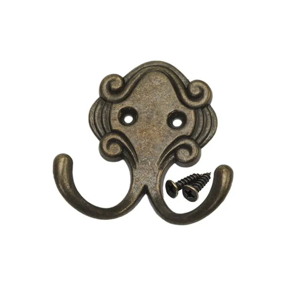 

Vintage Antique Zinc Alloy Door Hooks For Clothes Towel Hooks Hat Double Hanger Retro Hanger Single Wall Coat Bag Bathroom K0Z2