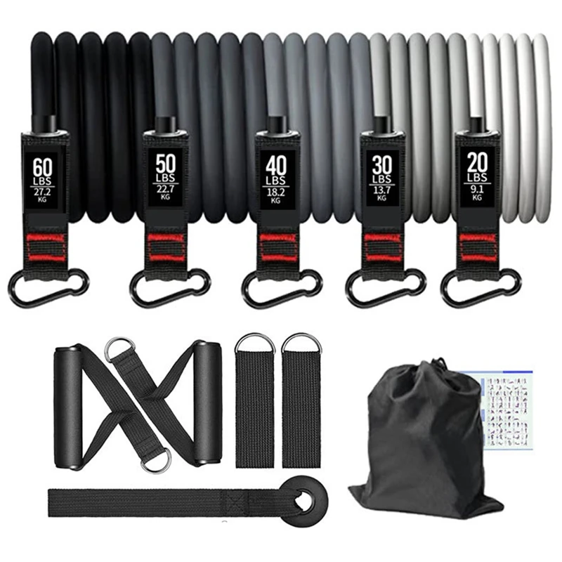 Resistance Bands Set 200Lb Fitness Workout Pull Rope Sports Exercise Bands Equipment for Home Gym Muscle Training