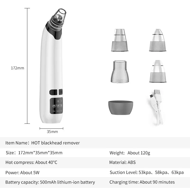 

DARSONVAL Heating Blackhead Remover Vacuum Face Skin Pore Cleaner Black Dots Acne Pimple Removal Tool Beauty Skin Care Tools